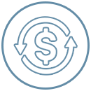 Line icon of a person walking with an upward arrow