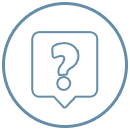 Line icon of a question mark in a speech bubble